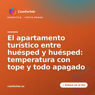 El apartamento turístico entre huésped y huésped: temperatura con tope y todo apagado — publicación de Comfortek en Instagram