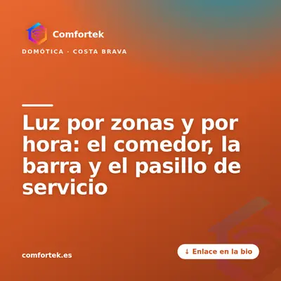 Luz por zonas y por hora: el comedor, la barra y el pasillo de servicio — publicación de Comfortek en Instagram